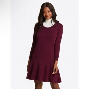 DRAPER JAMES burgundy knit dress in wool/cashmere blend.